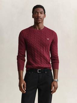 GANT - Men Maroon Cotton Regular Fit Sweater