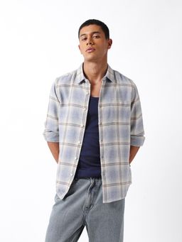 The Bear House - Men Blue Cotton Slim Fit Shirt