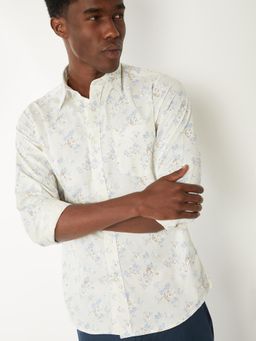 max - Men Beige Pure Cotton Slim Fit Shirt