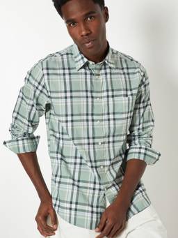 max - Men Green Pure Cotton Regular Fit Shirt