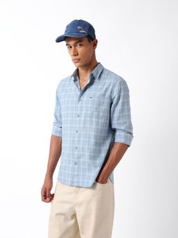 The Bear House - Men Blue Cotton Slim Fit Shirt