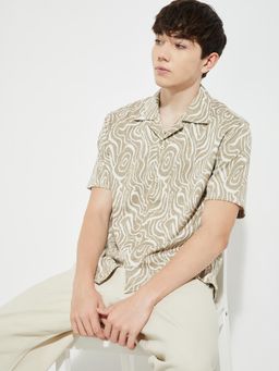 max - Men Brown Cotton Blend Comfortable Fit Shirt
