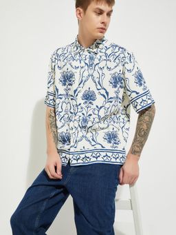 max - Men White Cotton Blend Regular Fit Shirt