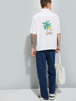 max - Men White Cotton Blend Regular Fit Shirt