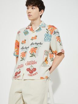 max - Men Off White Cotton Blend Comfortable Fit Shirt