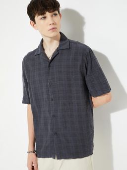 max - Men Grey Cotton Blend Comfortable Fit Shirt