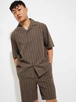 max - Men Brown Cotton Blend Comfortable Fit Shirt