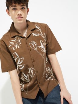max - Men Brown Pure Cotton Comfortable Fit Shirt