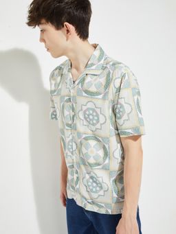 max - Men Beige Viscose Comfortable Fit Shirt
