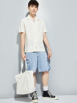 max - Men Off White Pure Cotton Comfortable Fit Shirt