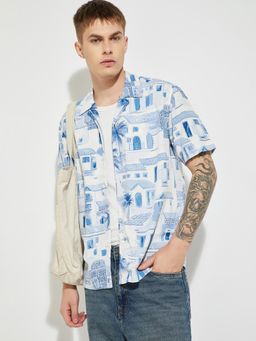 max - Men Blue Viscose Comfortable Fit Shirt