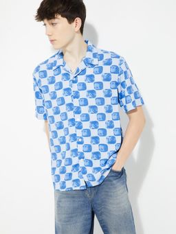 max - Men Blue Viscose Comfortable Fit Shirt