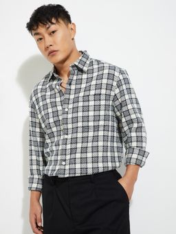 max - Men Navy Blue Pure Cotton Comfortable Fit Shirt