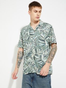 max - Men Green Viscose Comfortable Fit Shirt