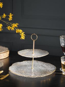 Pure Home + Living - Clear Fizz Textured Glass Cake Stand