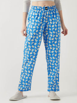 Bewakoof - Official Disney Women's Blue Stitch All Over Printed Pyjamas