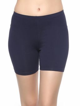SOIE - Mid Rise Breathable Cotton Spandex Knee Length Cycling Shorts-Navy