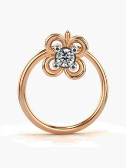 Valanova - Sterling Silver Rose Gold Plated and Certified Lab Grown Diamond 0.02Cts Nose Pin