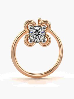 Valanova - Sterling Silver Rose Gold Plated and Certified Lab Grown Diamond 0.05Cts Nose Pin