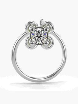 Valanova - Sterling Silver White Gold Plated and Certified Lab Grown Diamond 0.05Cts Nose Pin