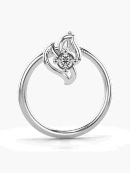 Valanova - Sterling Silver White Gold Plated and Certified Lab Grown Diamond 0.01Cts Nose Pin