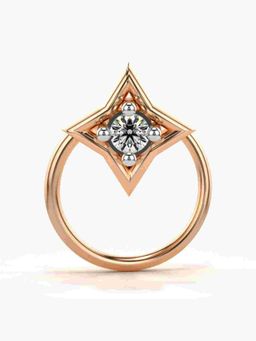 Valanova - Sterling Silver Rose Gold Plated and Certified Lab Grown Diamond 0.03Cts Nose Pin