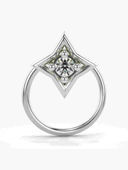 Valanova - Sterling Silver White Gold Plated and Certified Lab Grown Diamond 0.03Cts Nose Pin