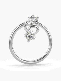 Valanova - Sterling Silver White Gold Plated and Certified Lab Grown Diamond 0.01Cts Nose Pin