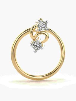 Valanova - Sterling Silver Yellow Gold Plated and Certified Lab Grown Diamond 0.01Cts Nose Pin