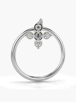 Valanova - Sterling Silver White Gold Plated and Certified Lab Grown Diamond 0.02Cts Nose Pin