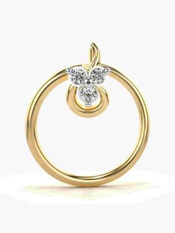 Valanova - Sterling Silver Yellow Gold Plated and Certified Lab Grown Diamond 0.02Cts Nose Pin