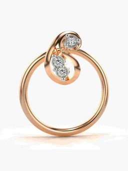 Valanova - Sterling Silver Rose Gold Plated and Certified Lab Grown Diamond 0.02Cts Nose Pin