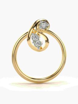 Valanova - Sterling Silver Yellow Gold Plated and Certified Lab Grown Diamond 0.02Cts Nose Pin