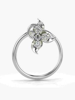 Valanova - Sterling Silver White Gold Plated and Certified Lab Grown Diamond 0.02Cts Nose Pin