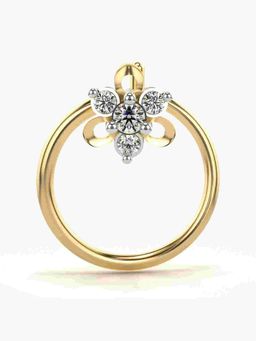 Valanova - Sterling Silver Yellow Gold Plated and Certified Lab Grown Diamond 0.03Cts Nose Pin