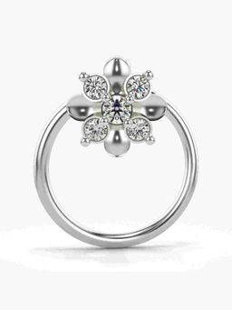 Valanova - Sterling Silver White Gold Plated and Certified Lab Grown Diamond 0.04Cts Nose Pin