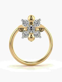 Valanova - Sterling Silver Yellow Gold Plated and Certified Lab Grown Diamond 0.04Cts Nose Pin