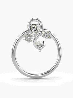 Valanova - Sterling Silver White Gold Plated and Certified Lab Grown Diamond 0.02Cts Nose Pin