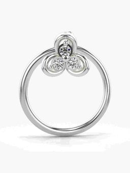 Valanova - Sterling Silver White Gold Plated and Certified Lab Grown Diamond 0.02Cts Nose Pin