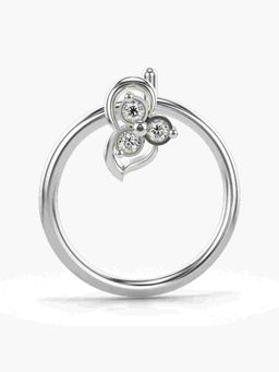 Valanova - Sterling Silver White Gold Plated and Certified Lab Grown Diamond 0.01Cts Nose Pin