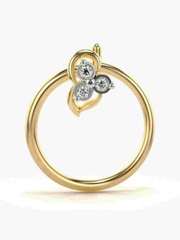 Valanova - Sterling Silver Yellow Gold Plated and Certified Lab Grown Diamond 0.01Cts Nose Pin
