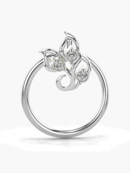 Valanova - Sterling Silver White Gold Plated and Certified Lab Grown Diamond 0.02Cts Nose Pin