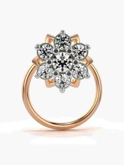 Valanova - Sterling Silver Rose Gold Plated and Certified Lab Grown Diamond 0.12Cts Nose Pin