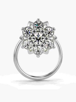 Valanova - Sterling Silver White Gold Plated and Certified Lab Grown Diamond 0.12Cts Nose Pin