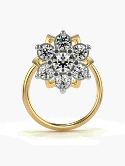 Valanova - Sterling Silver Yellow Gold Plated and Certified Lab Grown Diamond 0.12Cts Nose Pin