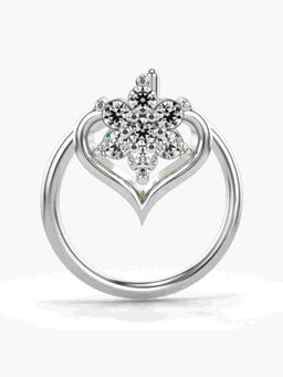 Valanova - Sterling Silver White Gold Plated and Certified Lab Grown Diamond 0.05Cts Nose Pin