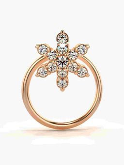 Valanova - Sterling Silver Rose Gold Plated and Certified Lab Grown Diamond 0.07Cts Nose Pin