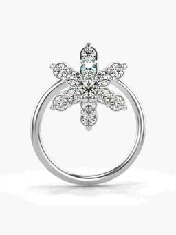 Valanova - Sterling Silver White Gold Plated and Certified Lab Grown Diamond 0.07Cts Nose Pin