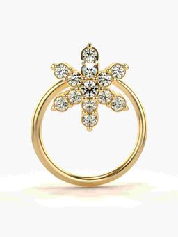 Valanova - Sterling Silver Yellow Gold Plated and Certified Lab Grown Diamond 0.07Cts Nose Pin