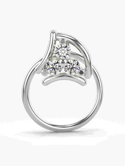 Valanova - Sterling Silver White Gold Plated and Certified Lab Grown Diamond 0.06Cts Nose Pin